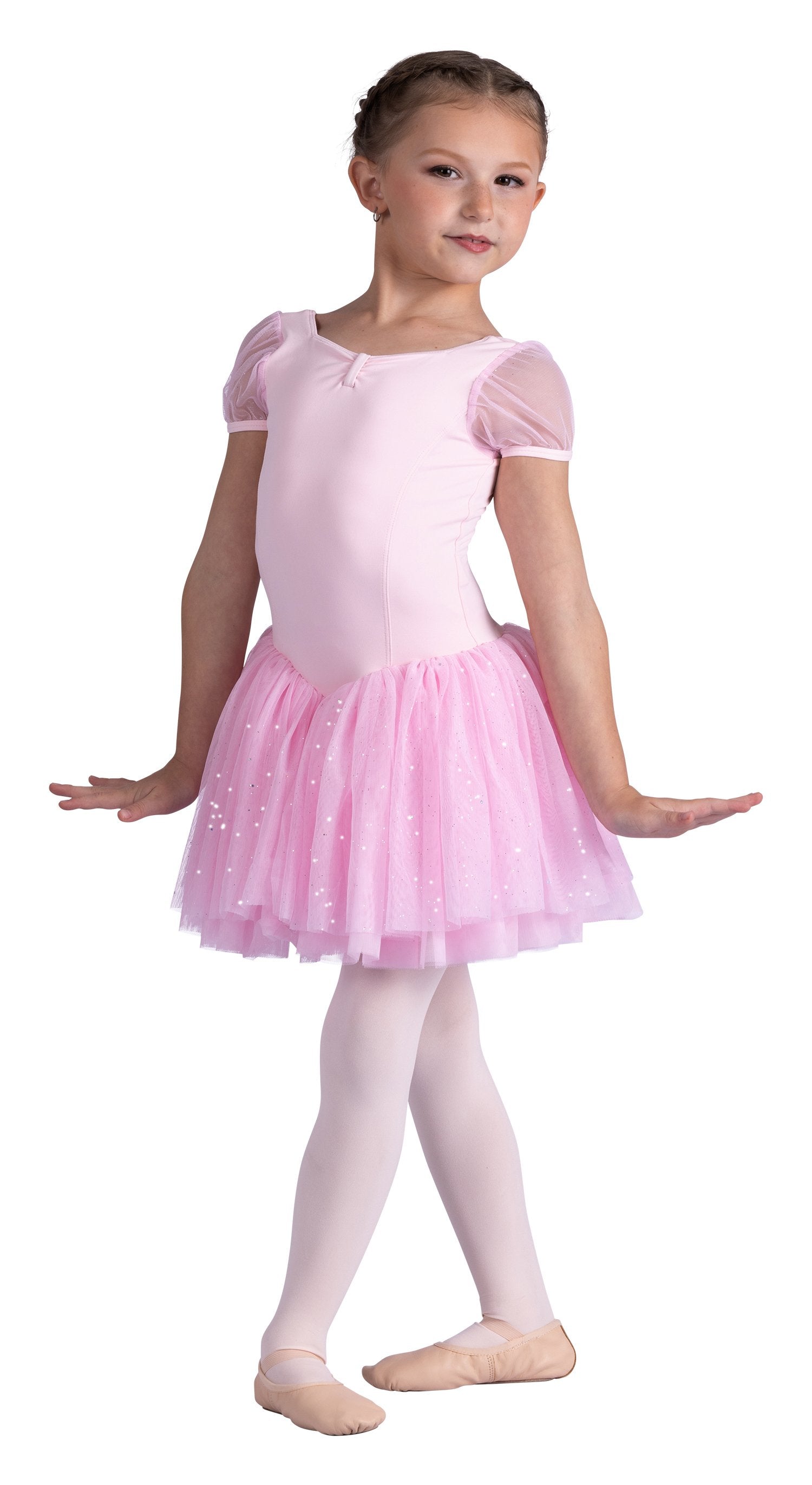 Danshuz Girls Puff Sleeve Glitter Dress – SF Dance Gear